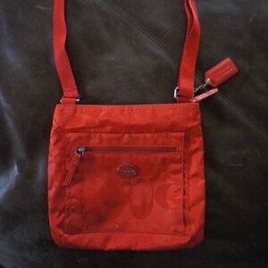 Coach Signature Getaway Nylon FileCross Body Purse Red